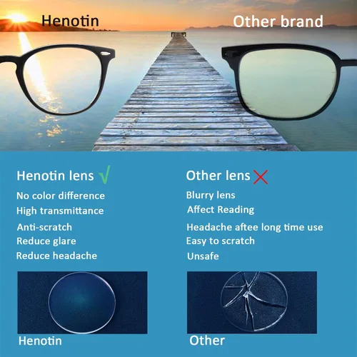 Miniatura 5 de Henotin - Paquete de 6 lentes de lectura para hombres y mujeres, con bloqueo de luz azul, elegantes, para computadora, con estuche de cuero