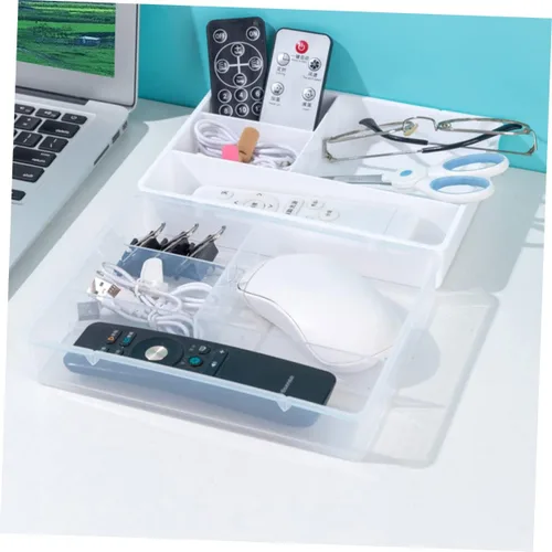 Miniatura 8 de Tofficu Caja de almacenamiento de 2 compartimentos para cubiertos, organizador de pinceles de tocador, organizador de escritorio y accesorios