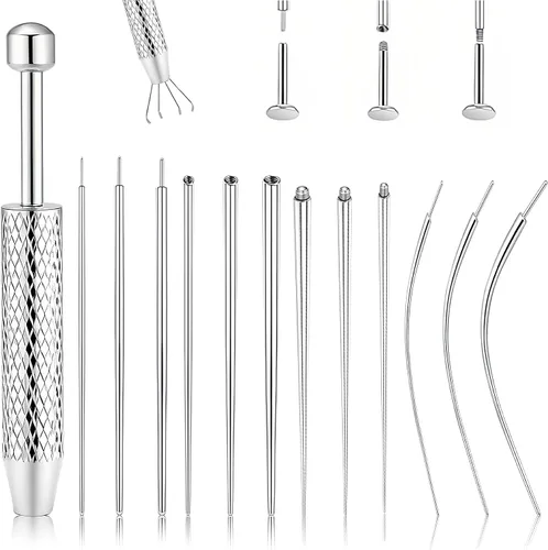 Miniatura 9 de Herramienta de Agarre de Bola Cónica para Perforación para Reemplazo de Joyería - Herramienta Aplicadora de Aretes de Acero Inoxidable con Parte