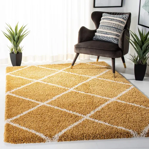 Miniatura 89 de SAFAVIEH - Alfombra de la colección Hudson Shag, diseño de enrejado moderno, no desprende pelusa y fácil de cuidar, 2 pulgadas de grosor, ideal