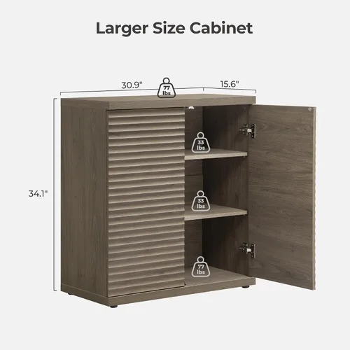 Miniatura 3 de SICOTAS Gabinete Buffet con Almacenamiento Aparador de Acento Credenza Moderna con Puertas y Estantes Consola de Medios Acanalada Mesa de Bar