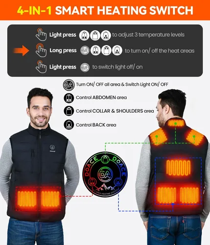 Miniatura 3 de DOACE Chaleco térmico mejorado para hombres y mujeres, chaleco de calefacción eléctrica inteligente, chaqueta térmica ligera (batería no incluida)