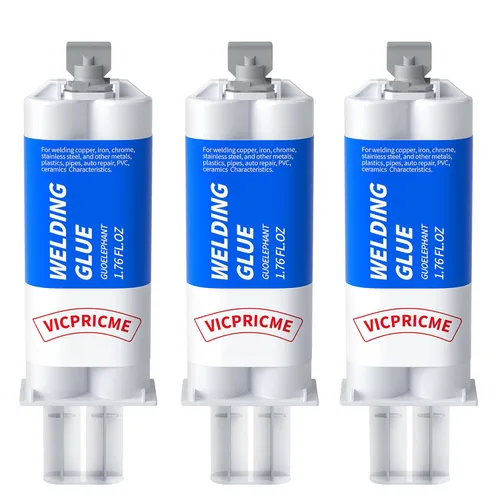 Pegamento de metal, reparación resistente para metal, plástico, madera, acero. Paquete de 3 | Heavy-duty liquid metal repair: cold-welding,