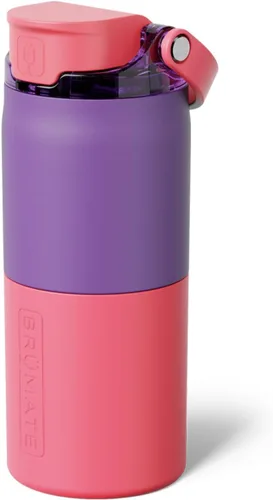 BrüMate Rise - Botella de agua de 18 onzas con popote de silicona cubierto | Botella de agua para niños aislada 100% a prueba de fugas | Base apta