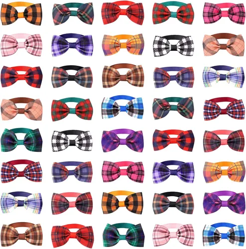 Segarty Corbatines para perros, 40 piezas de collares con corbatín ajustables para mascotas pequeñas y medianas, corbatines cómodos para el cuello