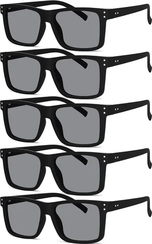 Miniatura 18 de Eyekepper Paquete de 5 gafas de lectura de gran tamaño con marco cuadrado grande para hombres y mujeres - Negro +2.50 Paquete de 5 todo negro