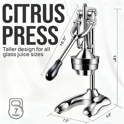Miniatura 3 de Exprimidor manual manual – Exprimidor de cítricos de acero inoxidable resistente, prensa comercial en frío para limón, naranja, granada, exprimidor