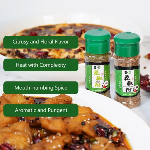 Miniatura 4 de Polvo de maíz rojo Sichuan de alta calidad + pimienta verde, 1.08 onzas cada uno, una especia adormecedora, pimientos szechuan rojos y verdes