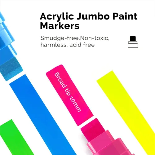 Miniatura 5 de Arrtx 10 marcadores de pintura acrílica jumbo, punta de fieltro de 0.59 pulgadas, impermeables, inodoros, no tóxicos, suministros de arte