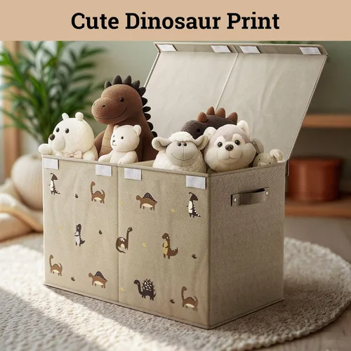 Miniatura 3 de Caja de almacenamiento de juguetes plegable con asas, divisor extraíble y tapa desmontable - Caja de juguetes para niños con estampado