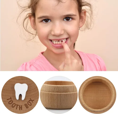 Miniatura 5 de free-space Caja de madera tallada en 3D, caja de almacenamiento de recuerdos de dientes caídos, regalo para niño o niña (2 cajas de dientes)
