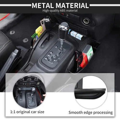 Miniatura 6 de JWWY Caja de almacenamiento para palanca de cambios de consola central para Jeep Wrangler JK JKU 2011-2018, compartimento organizador de bandeja