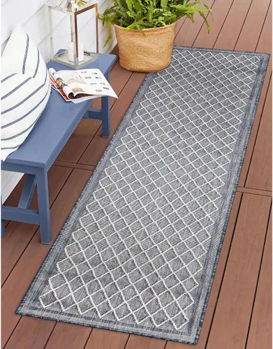 Miniatura 30 de Liora Manne Carmel - Alfombra tejida de perfil bajo de fácil cuidado para interiores y exteriores, color aguamarina, 6 pies 6 pulgadas x 9 pies 4