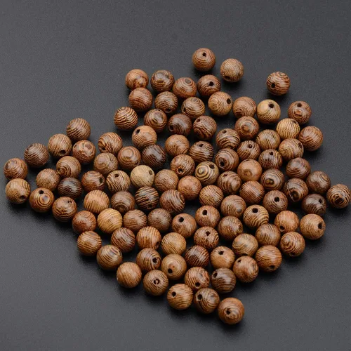 Miniatura 3 de Cuentas sueltas de 0.315 pulgadas/8mm de piedra natural redonda para hacer joyas con cordón elástico Madera