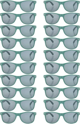 Miniatura 32 de 20 pares de lentes de sol a granel para adultos, retro de los años 70 y 90, gafas baratas para suministros de fiesta (negro)