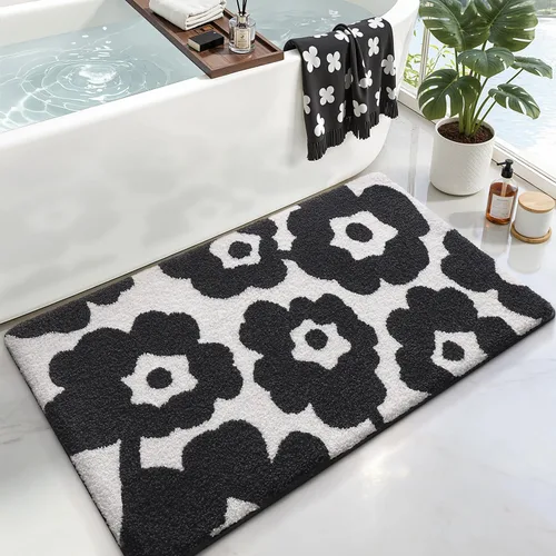 Miniatura 26 de LUMI Alfombra cuadrada de baño de playa, antideslizante, de secado rápido, ultra suave, lavable, absorbente, alfombra de baño con tema mar oceánico