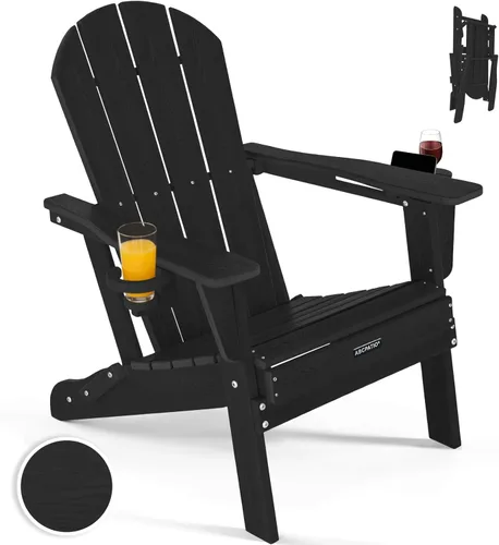 Miniatura 24 de Sillas Adirondack plegables – Silla Adirondack de plástico con soporte para tazas, sillas para exteriores resistentes a la intemperie