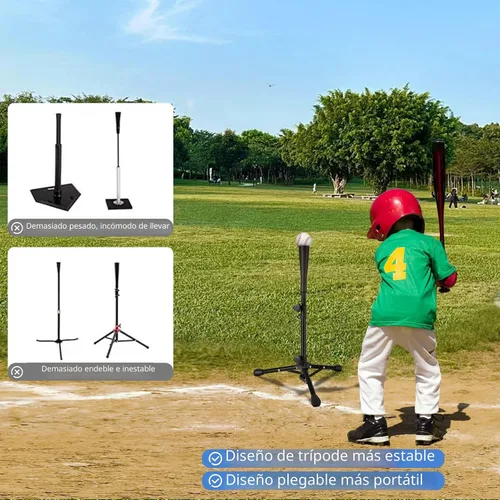 Miniatura 9 de Baseball Tee For Kids, Easy Adjustable Batting Tee From 20.85 to 31.30 Inches. Foldable and Stable Baseball Tees for Hitting with Portable Bag.