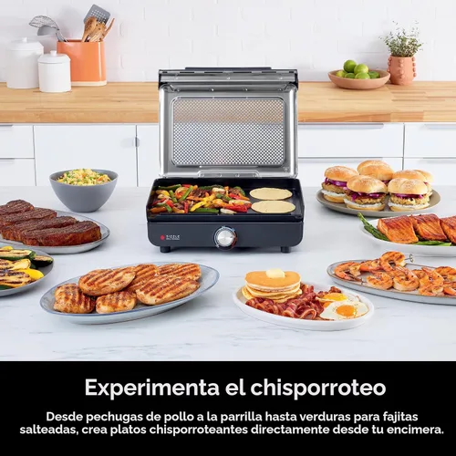 Miniatura 2 de Ninja Plancha y parrilla de interior, 14 pulgadas, parrilla eléctrica, para bistec, hamburguesas, salmón, verduras y más, plancha para panqueques