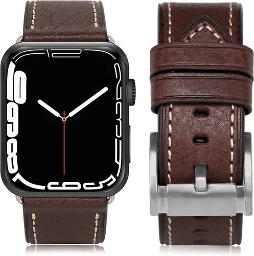 Miniatura 23 de HUAFIY Compatible para Correas de Apple Watch 42mm 44mm 45mm 46mm 49mm 38mm 40mm 41mm, Correa de Cuero Genuino para iWatch Serie 11/10/9/8, 7, 6, 5