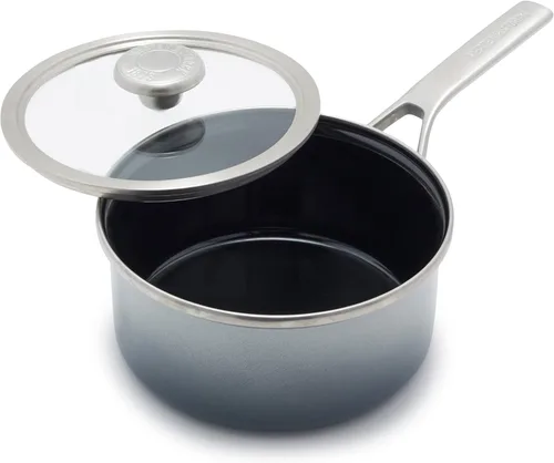 Miniatura 13 de Merten & Storck Utensilios de cocina esmaltados con núcleo de acero hecho a mano europea, sartén de 3 cuartos de galón con tapa, inducción, sin PFAS