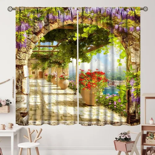 Miniatura 21 de Cortinas italianas, patio antiguo, sillas de café de Italia, casas históricas en la calle, sala de estar, dormitorio, cortinas opacas con bolsillo