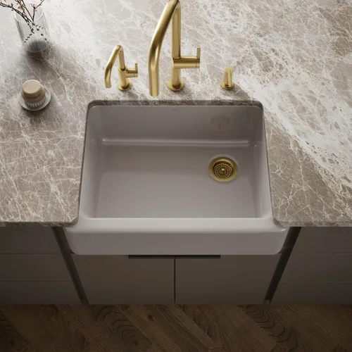 Miniatura 49 de KOHLER Whitehaven® K-6427-42 - Fregadero de cocina empotrado de 35-3/4 pulgadas, autorecortable, Smart Divide, Grande/Mediano con Delantal alto