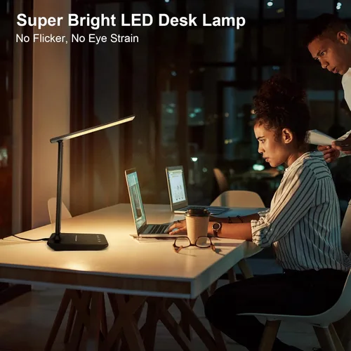 Miniatura 2 de Lámpara de escritorio LED shinelife para oficina en casa, lámpara de escritorio brillante con puerto de carga USB, lámparas de escritorio ajustables