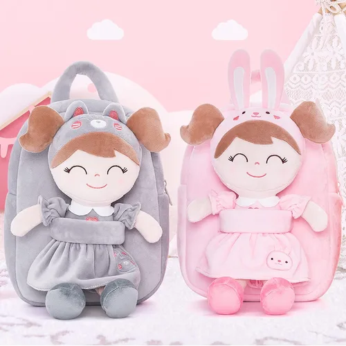 Miniatura 6 de Gloveleya Mochila de peluche para niños pequeños con juguetes de conejo de peluche, rosa