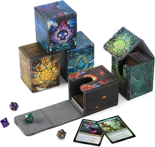 Miniatura 10 de Caja de cubierta TCGUARD para almacenamiento de cartas MTG, con capacidad para 100 o más cartas con funda individual, forro de microfibra y caja