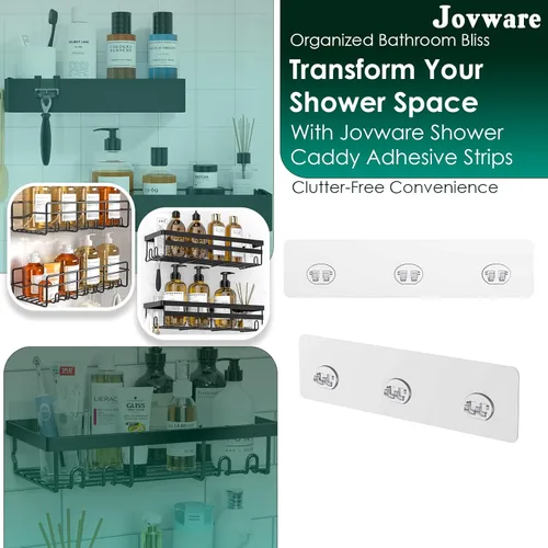 Miniatura 2 de Calcomanías adhesivas de repuesto para regadera, tiras de ventosa, gancho grande y fuerte para almacenamiento de baño, estantes transparentes