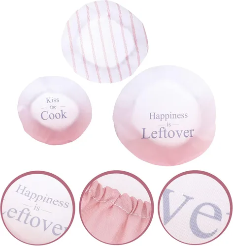 Miniatura 6 de Fundas reutilizables de tela de algodón para tazones: fundas elásticas lavables para almacenamiento de alimentos, 3 unidades, bolsas