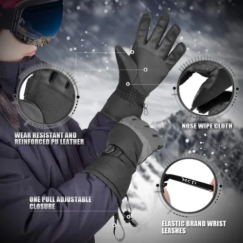 Miniatura 5 de MCTi Guantes de esquí, impermeables, para snowboard y nieve, 3M, Thinsulate, para clima frío, para mujer, para invierno, con pantalla táctil