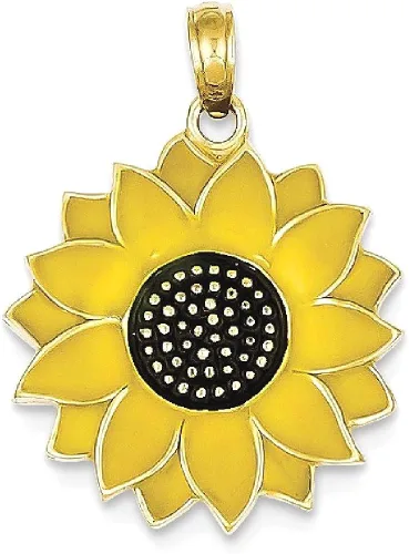 Miniatura 8 de Collar con dije de girasol esmaltado de oro amarillo de 14 quilates, joyería fina para mujer, regalos para ella, Esmalte