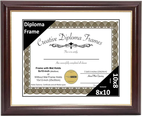 Miniatura 83 de Creative Picture Frames Marco para Diploma de Caoba con Borde Dorado de 12x16 pulgadas con Vidrio y Paspartú Negro y Colgadores de Pared Instalados