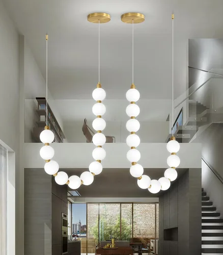 Miniatura 6 de Candelabros modernos LED regulables, bolas de acrílico, iluminación colgante de techo para sala de estar, comedor, dormitorio, luces colgantes