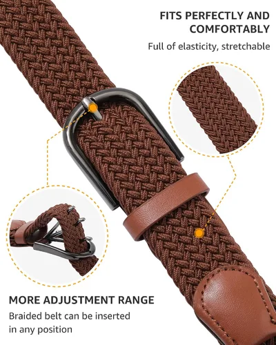 Miniatura 14 de AWAYTR Cinturón trenzado elástico para niños, cinturón de béisbol de golf elástico con hebilla de pasador negro para niños y niñas de 4 a 12 años