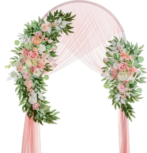 Miniatura 16 de Lisuun Flores de arco de boda, flores artificiales para decoración, guirnalda de flores grandes para estilos bohemios, decoración floral