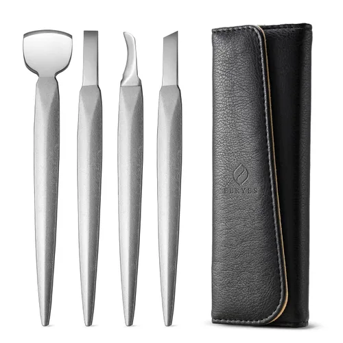 FERYES Juego de cuchillo para pedicura y uñas encarnadas, kit de herramienta profesional de pedicura de 4 piezas, hoja de pie de primera calidad
