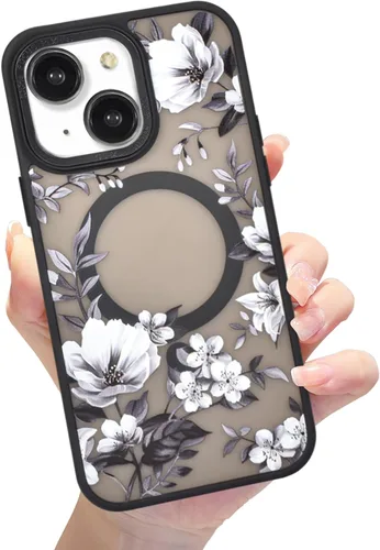Miniatura 12 de Compatible con el teléfono 13 Pro - Funda magnética mate translúcida, de lujo, a prueba de golpes, magnética y con bonito patrón de flores, carcasa