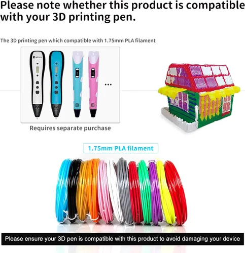 Miniatura 3 de Recargas de filamento para bolígrafo 3D Kretrum 12 colores Compatible con SCRIB3D MYNT3D PIKA3D Bolígrafo 3D para niños Cada color 3.05 metros