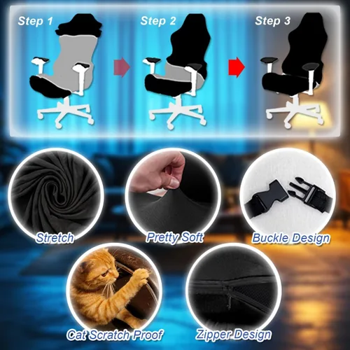 Miniatura 3 de Fundas para Sillas Gaming Fundas Deslizables, Impresión 3D Elástica Extensible para Asiento de Silla Gaming Reclinable de Computadora con Funda