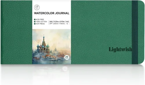 Miniatura 9 de Lightwish Diario de acuarela, 100% algodón, cuaderno de bocetos pequeño de papel de acuarela de prensa en caliente 4.96" x 3.62", 20 hojas Verde