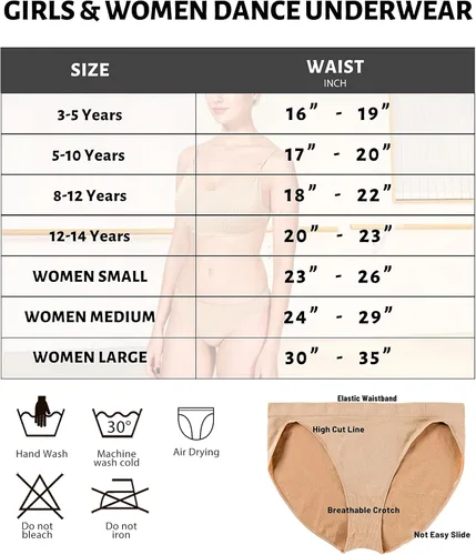 Miniatura 7 de MOLLDAN Calzoncillos de ballet de baile profesional para mujeres y niñas, sin costuras, ropa interior de bailarina beige