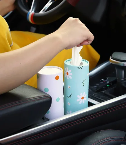 Miniatura 7 de Portapañuelos para coche con pañuelos faciales a granel - cilindro de 4 paquetes de pañuelos para coche, portapañuelos para automóvil, pañuelos