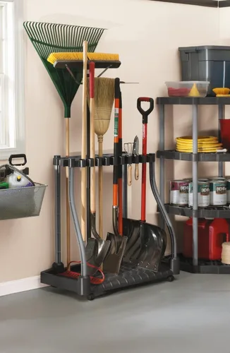 Miniatura 4 de Rubbermaid Estante de plástico para herramientas de esquina de garaje, fácil de montar, organiza hasta 30 herramientas de mango