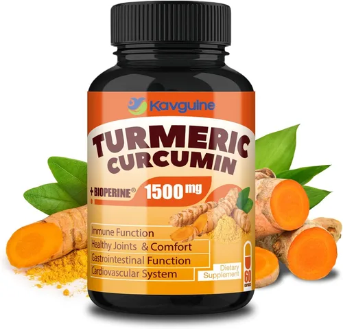 Suplemento de curcumina de cúrcuma con pimienta negra, cápsulas orgánicas de cúrcuma de 1650 mg, 95% de curcuminoides, cúrcuma para apoyo articular,