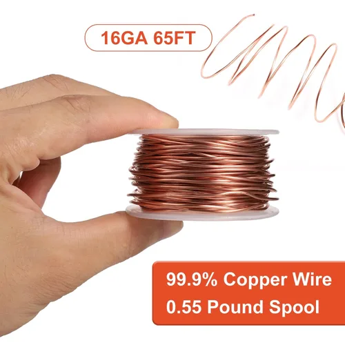Miniatura 5 de Antena de jardinería de electrocultura, alambre de cobre puro de 65 pies, estaca de jardín, bobina de varilla de cobre desnuda, calibre 16, 99.9%