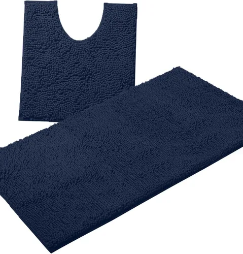 Miniatura 31 de LuxUrux Juego de 2 tapetes de baño de felpa extrasuave, material de microfibra de felpilla de 1 pulgada, color verde súper absorbente