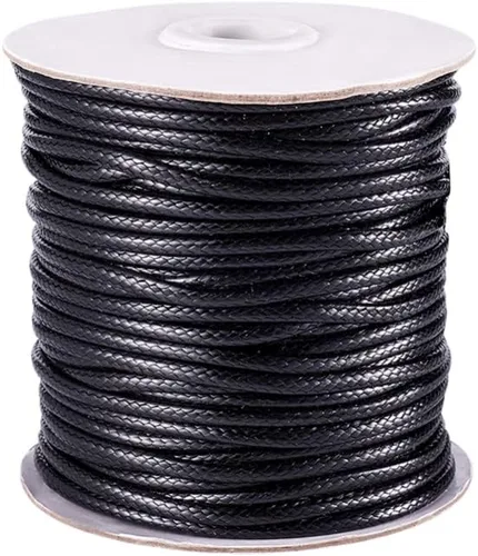 Miniatura 4 de Cordón de poliéster encerado coreano de 100 yardas, hilo de cordón trenzado beige para collar, cuerda de alambre de 0.079 pulgadas con carrete